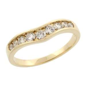  14k Gold 4mm Crown shaped Diamond Ring Band, w/ 0.42 Carat 