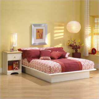 South Shore Newbury White Wood Platform Bed 2 PC Bedroom Set  