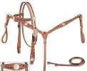   Western Leather Crystal Headstall Reins Breast Collar Horse Tack Set