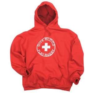  GIVE BLOOD PLAY RUGBY HOODED SWEATSHIRT (SCARLET) Sports 