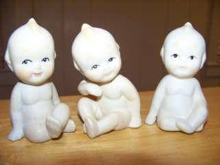 Set 3 Vintage Lefton Kewpie Baby Figurine Piano Babies Porcelain 