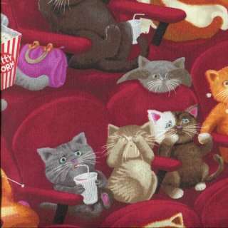   KITTENS AT THE MOVIE THEATER Cotton Fabric BTY for Quilting Craft Etc