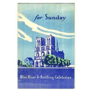  Blue Boar & Britling Cafeterias Menu Sunday 1941 