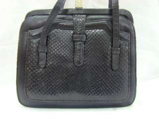 Beautiful Vintage Black Authentic Snake Skin & Leather Handbag, Purse 