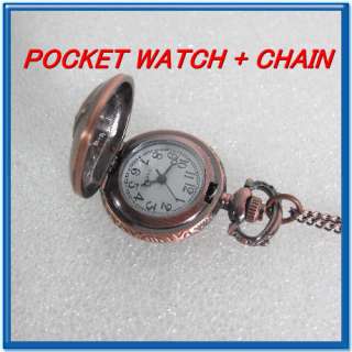 Vintage Engraved Copper Womens Quartz Pocket Watch New  