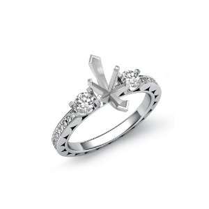  0.85Ct Diamond 3 Stone Anniversary Ring Marquise Setting 