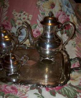 Vintage Rogers Silver Plated Tea Set~Victorian Footed 5 pc set~Rococo 