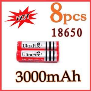  8xUltraFire 18650 3000mAh Rechargeable Battery 3.7VRed 