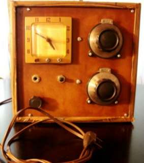 Vintage Homebrew Home Made Clock Radio Works Tubes Knob Dials  
