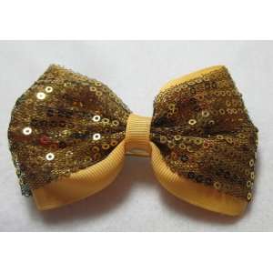 NEW Gold Hair Bow with Sequins French Barrette, Limited. Beauty