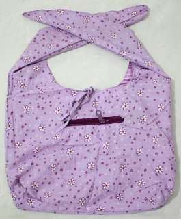 Colorful & Reversible Light Violet Purple Striped Fabric Bag / Purse 