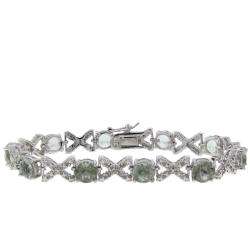 Sterling Silver Green Amethyst and Diamond Accent XOXO Bracelet 