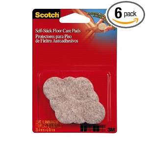  3M Scotch 768ES Self Stick Floor Care Pads 1 Inch Beige, 6 
