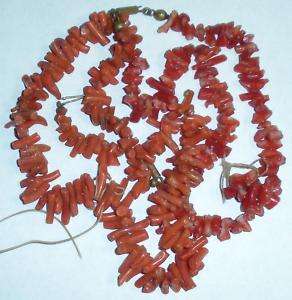   VICTORIAN OCEAN RED CORAL NECKLACES 13 1/4 and 14 1/2 NECKLACE