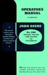 John Deere 290 Tractor 2 Corn Planter Operators Manual  