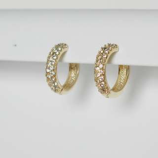 PAVE CZ CUBIC ZIRCONIA GOLD GP HUGGY EARRINGS  
