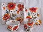   WATER COLORS POPPY SPRING ORANGE RED 16 PC DINNERWARE PLATES BOWLS