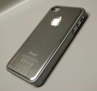 Brushed Aluminum HOT iPhone 4 4S AT&T VERIZON SILVER Thin case +SCREEN 