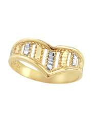 Fashion Ring 14k White and Yellow Gold Band Thumb, Size 7.5