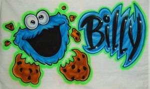 Airbrush Name With Cookie Monster Pillowcase One Side  