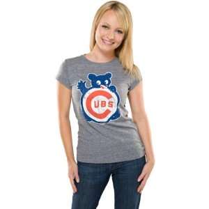  Chicago Cubs Womens Grey (Waving Bear) Cooperstown Tri 
