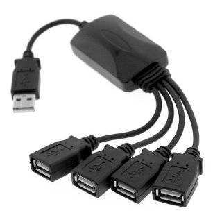 Black 4 Port High Speed USB 2.0 Hub