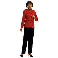 Audrey B. Womens Red/Black Pant Suit  