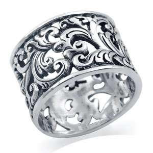 925 Sterling Silver SCROLL/FILIGREE Band Ring Size/Sz 7 k99  