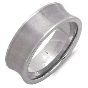 Ladies Unisex Ring Wedding Band 7MM Concave Brushed and Polished Shiny 