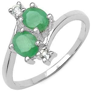  0.70 ct. t.w. Emerald and White Topaz Ring in Sterling 