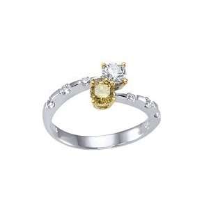  0.30 Ct. TW Round Shape Yellow Diamond Ring in 18K Two 