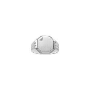  0.005 Ct Octagon Mens Signet White Ring 9.5 Jewelry