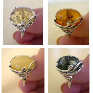   , BUTTERSCOTCH or HONEY AMBER & STERLING SILVER HANDMADE RING  