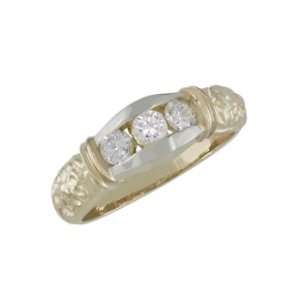  Gadari   size 9.00 14K Gold Channel Set Diamond Ring 
