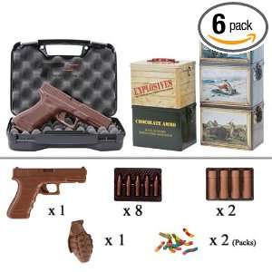 Ammos 6 Variety Packages of Candy, Includes Solid Chocolate Hand Gun 