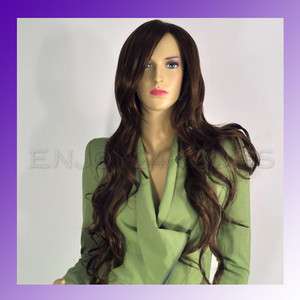 Stylish Sexy long Wavy Curly Nature Hair Lady Wig Brown  