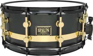 Spaun Maple Snare Flat Black W/Gold Stripe 14X6.5  