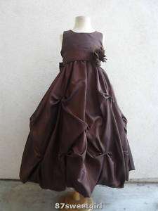 chocolate brown flower girl pageant dress 2 4 6 8 10  