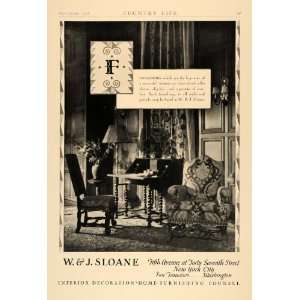  1928 Ad W.J. Sloane Furniture Home Furnishings Decor 