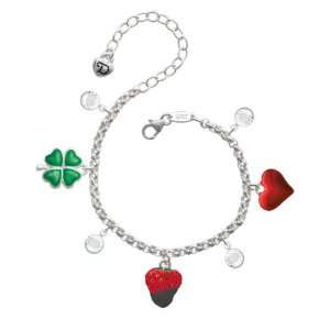  3 D Chocolate Dipped Strawberry Love & Luck Charm Bracelet 