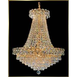 Small Crystal Chandelier, 4575 E 22, 12 lights, 24Kt Gold, 22 wide X 