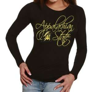  Appalachian State Mountaineers Ladies Black Script and Logo 