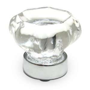 Eclectic expression   1 1/4 diameter knob in chrome and clear glass