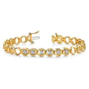 18k Yellow Gold, Circle Link Diamond Bracelet, 0.58 ct. (Color HI 