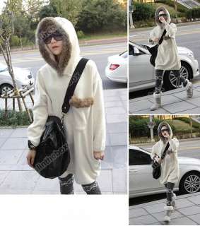   Fashion Ladies Long Sleeve Loose Sports Fleeces Fur Collar Hoodie Coat