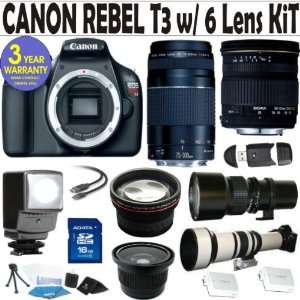  Canon Rebel T3 (EOS 110D) 6 Lens Deluxe Kit with Sigma 28 70 
