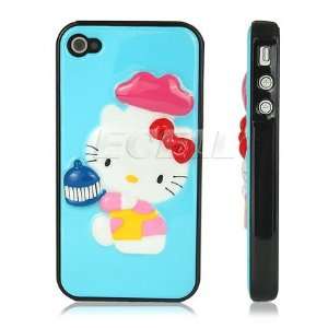  Ecell   BLUE HELLO KITTY CHEF HARD BACK CASE FOR iPHONE 4 