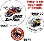 1968 1969 1970 dodge scat pack club window bee decals location 