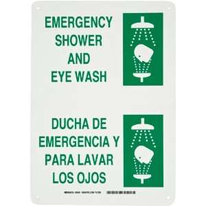 Sign, English and Spanish, Legend Emergency Shower and Eye Wash/Ducha 