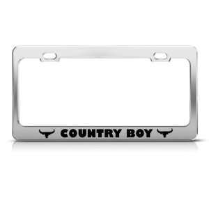 Country Boy Cowboy Cow Rebel Metal license plate frame Tag Holder